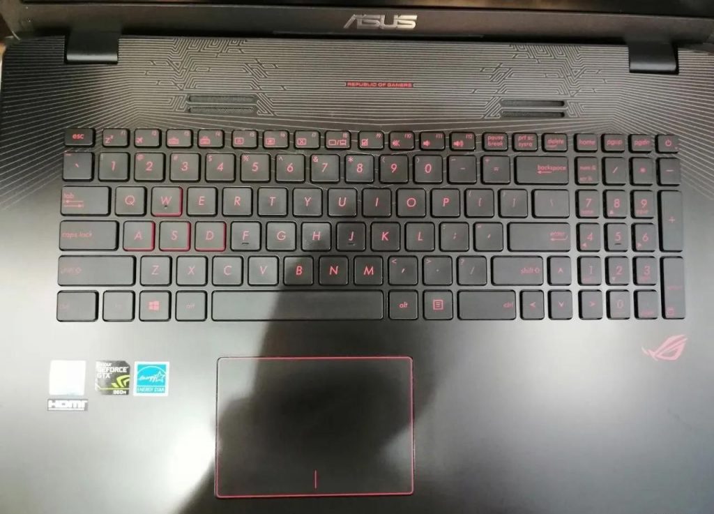 Ноутбук ASUS ROG GL752VW серый