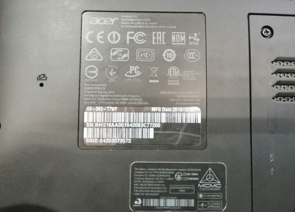 Ноутбук Acer Predator G9-593-53MF