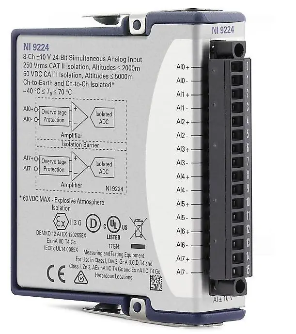 Преобразователь напряжения измерительный аналого-цифровой модульный NI 9224, NI 9225, NI 9228, NI 9230, NI 9232, NI 9238, NI 9242, NI 9244